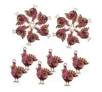 CAXUSD 24pcs Thanksgiving Turkey Pendants for DIY Jewelry Making Alloy Charms with Enamel Finish for Necklaces Earrings Bracelets Fall Holiday Party Decorations and Craft Supplies