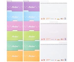 CAXUSD 25pcs Recipe Card Dividers Rounded Corner Kitchen Cookbook Cards for DIY Cooking Notes with Smooth Surface and Portable Random Color