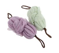 CAXUSD 2pcs Bath Braided Loofah Mesh Back Scrubber for Bathroom Use, Elastic Mesh Yarn Sponges Creating Rich Lather, for Hard to Reach Areas Like Neck and Feet Random Color