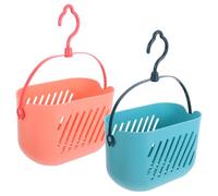 CAXUSD 2pcs Bathroom Hanging Basket with Hooks Plastic Shower Organizer for Clothes Towels Shampoo No Drill Wall Mount Storage Shelf for Dorm Kitchen and Over the Toilet Use