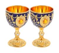 CAXUSD 2pcs Copper Shot Glass 30ml Aluminum Alloy Vintage Goblet Wine Cup