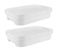 CAXUSD 2pcs Egg Carton Crisper Stackable Egg Holder for Fridge Refrigerator Food Storage Container Lid for Fresh and Dumplings