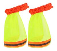 CAXUSD 2pcs Full Brim Reflective Helmet Covers with Yellow Chemical Fiber Mesh, Neck Shield for Working Outdoors Construction Hardhats
