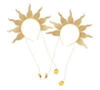 CAXUSD 2pcs Gold Sunburst Headpiece Medieval Greek Goddess Crown Headband with Radiant Ring Design Comfortable Bridal Hair Accessory for Halloween Cosplay Lolita and Wedding Wear