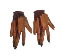 CAXUSD 2PCS Halloween Fake Severed Hands Scary Horror Movie Props for Haunted House Party Decorations Reusable Lightweight Bloody Zombie Body Parts for Spooky Pranks and Cosplay