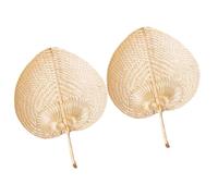CAXUSD 2pcs Handmade Natural Bamboo Weaving Large Paddle Fans Traditional Vintage Design Handheld Fans for Indoor Cooling and Wall Decoration