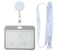 CAXUSD 2pcs Horizontal Id Badge Holders with Lanyard Wear-Resistant Card Sleeves Reusable Transparent Name Badge Covers for Office Staff Security Nurses and Factory Workers