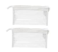 CAXUSD 2pcs Large Capacity Transparent PVC Pencil Bags Portable Stationery Organizers Multi-Purpose Pen Holders for Students White