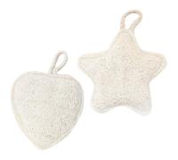 CAXUSD 2pcs Loofah Body Scrubber Bath Sponge Double-Sided Thickened Natural Loofah Exfoliating Shower Sponge with Marine and Heart Shapes for Gentle Bathing and Skin Cleaning