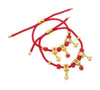 CAXUSD 2pcs Mahjong Style Braided Bracelet for Women Chinese Lucky Wrist Rope with Mahjong Charms Handmade Polished Cultural Jewelry Gift and Friends