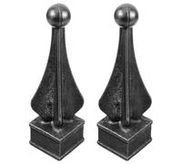 CAXUSD 2Pcs Metal Fence Finials Pointed Gate Post Caps for Outdoor Garden Yard Fence Decoration Cast Iron 30-Hole European Style Accessories
