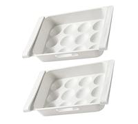CAXUSD 2pcs Multi-grids Fridge Egg Boxes Drawer-style Egg Holders Food Preservation Containers for Refrigerator Storage and Freezer Organization