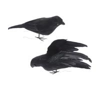 CAXUSD 2pcs Realistic Black Crow Decorations for Halloween Garden and Gothic Themes Artificial Birds with Fade Resistant Material Natural Aesthetic and Unique Design for Outdoor and