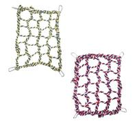 CAXUSD 2pcs Red Woven Climbing Nets for Hamsters and Pets, Comfortable Rope and Metal Hammocks Providing a Fun Playing Place, for Small Animal Cages and Bird Habitats