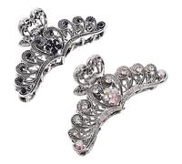 CAXUSD 2pcs Rhinestone Hair Claw Clip Boho Hair Clips Metal Bird Wing Large Secure Hold Women Weddings Parties Navy Blue White