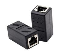 CAXUSD 2pcs Rj45 Coupler Ethernet Adapter Cable In-line Shielded Black Abs Plastic Practical Convenient Network Connector for Office Home Use