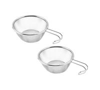 CAXUSD 2pcs Stainless Steel Juice Filter Spoons with Fine Mesh Strainers, Sturdy and Well Polished Kitchen Accessories for Tea Residue and Flour Sifting
