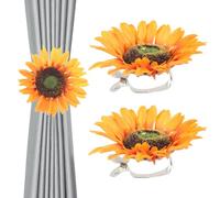 CAXUSD 2pcs Sunflower Curtain Tiebacks Yellow Floral Curtain Clips Boho Decorative Farmhouse Tiebacks Holdback Clamp for Home Office Bedroom Living Decoration