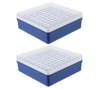 CAXUSD 2pcs Tube Rack Freezer Box for 1.5ml Microcentrifuge Tubes, 100 Well, Plastic Stackable Holder with Separate Card Slot, for Sterile Workbenches