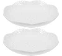 CAXUSD 2pcs White Porcelain Small Dipping Sauce Bowls with Floral Butterfly Relief, Ceramic Appetizer Plates for Snacks and Condiments, Suitable for Kitchen and Dining Use