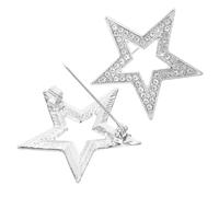 CAXUSD 2pcs Zinc Alloy Five Pointed Star Brooch with Rhinestones Sparkling Suit Pins for Womens Jackets Shawls Hats Elegant Collar Accessories for Wedding Ceremony and Everyday Wear