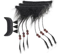 CAXUSD 3pcs Black Pirate Beard Costume Accessories Lightweight Polyester Fake Beards Safe to Skin for Theme Parties and Dress