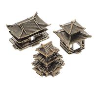 CAXUSD 3pcs Miniature Japanese Style Pagoda Statues in Brass for Zen Garden and Desk Decor, Compact Design Minimal Maintenance, Asian Indoor Ornament