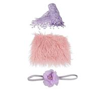 CAXUSD 3pcs Photo Prop Kit Fleece Blanket Headband and Wrap for Boys Girls Comfortable Breathable Newborn Accessories