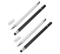 CAXUSD 4PCS 3-in-1 Universal Stylus Pen Set for Tablets Phones & Computers, Fine Tip Disc Silicone Tips, Ergonomic Grip, No Charging Required, Precise Drawing Writing Tool