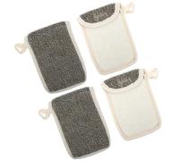 CAXUSD 4pcs Black Linen Soap Savers Bag Exfoliating Soap Bar Pouch with Foam Making Function for Home and Hotel Use for Bath and Skincare