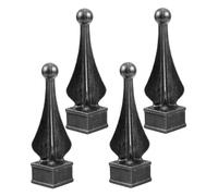 CAXUSD 4pcs Cast Iron Metal Fence Finials with 30-Hole Mount, Decorative Sharp Point Post Caps for Outdoor Garden, Yard and Patio Protective Iron Fence Accessories