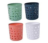 CAXUSD 4pcs Hollowed Round Star-shaped Plastic Office Storage Buckets, Desktop Stationery Organizer Pen Holders in Green, Blue, Orange, and White for Office and Study Desk Use