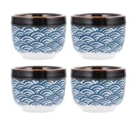 CAXUSD 4pcs Japanese Ceramic Sake Glasses Traditional Black Sake Cups with 35ml Capacity, Easy to Clean and Convenient to Use, for Home Dining and Entertaining