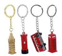 CAXUSD 4pcs Key Chain Christmas Party Purses for Women Alloy Bag Pendant Goodbye United Kingdom Keychain Landmark Metal Hanging Ornament Key Rings Zinc Alloy Charm England 3d