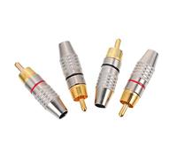 CAXUSD 4pcs Metal Male Audio Video Connector Plug Adapter for Professional Speaker Av Cable with Colored Rings, Solderless Audio Line Jack for Home Theater and Amplifier Systems