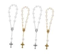 CAXUSD 4pcs Rose Charm Mini Rosary Beads for Baptism First Communion Christening Party Favors Elegant Keepsake