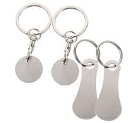 CAXUSD 4pcs Stainless Steel Shopping Trolley Tokens and Keyring Set, Small Metal Keychain Shopping Cart Coins for Supermarket Trolley Release and Easy Access