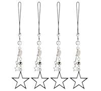 CAXUSD 4pcs Star Pendant Phone Charm Lanyard Chain Mobile Phone Chain Strap with Wrist Bracelet for Women and Anti-lost Keychain Accessory with Star Design