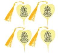 CAXUSD 4Pcs Vintage Buddhist Bookmarks 8.84X3.14X0.20In Bodhi Leaf Veins Metal Decoration Easy Reading Office Supplies New Year