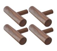 CAXUSD 4pcs Wooden Wall Coat Hooks with Alloy Base, Retro T-Shaped Rustic Hooks for Wall the Door, Excellent Stability and Bearing Capacity for Towels and Coats