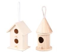 CAXUSD 5 Pcs Wooden Birdhouse Kit for Small Birds and Parrots, Unfinished Creative Bird Nesting Box in Beige, for DIY Painting and Garden Decoration