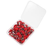 CAXUSD 50pcs Red Delicate Thumb Tacks Multi-function Push Pins Made of Abs and Iron for Bulletin Boards and Cork Strips, Safe and Convenient with Creative Appearance Design
