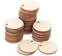 CAXUSD 50Pcs Round Wood Slice with Hole 1.18 Inch DIY Wood Pieces for Scrapbooking Painting Tags Home Decoration Crafts
