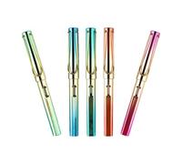 CAXUSD 5pcs Colored Plastic Metal Fountain Pens with Ink Sacs for Smooth Writing and Refillable Use, Calligraphy Practice Pens for Students at Back to School Party