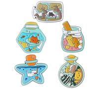 CAXUSD 5pcs Cute Cat Brooch Pins for Women Alloy Drift Bottle Design Adorable Cartoon Fish Shape Fashion Jewelry Suitable for Ceremonies and Wedding Accessories