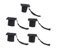 CAXUSD 5Pcs Graduation Cake Topper Non Woven for Graduation Birthday Celebration Eye Catching Black Design for Unique Cake Decoration and Photography Props
