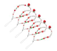 CAXUSD 5PCS Strawberry Beaded Phone Bracelet Plastic Mobile Phone Decorative Chain Anti-lost Wrist Strap for Women Smartphone Charm with Comfortable Design