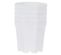 CAXUSD 5pcs Thickened Octagonal Plastic Flower Pots for Succulent Plants, Large White Plastic Bonsai Planters for Balcony Gardening and Indoor Planting