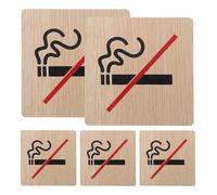 CAXUSD 5pcs Wooden No Smoking Signs for Restaurants Offices Malls Handmade Rustic Tabletop Anti-smoking Desk Cards with Bold Warning for Clear Non-smoking Policy and Stylish Indoor Decor