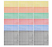 CAXUSD 60 Sheets Stickers with Removable Adhesive Round Dot Labels for File Organization Notebooks Containers Planner Use High Contrast White Digits Multi-Color Coding Dots